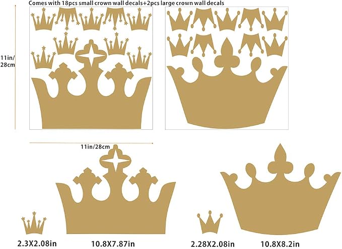 Crown Wall Decals for Girls Bedroom Kids Room Princess Wall Decor Stickers | Princess room decor, once upon a time party Decorations, peel and stick, removable vinyl art murals, for nursery baby bedroom - Image 6