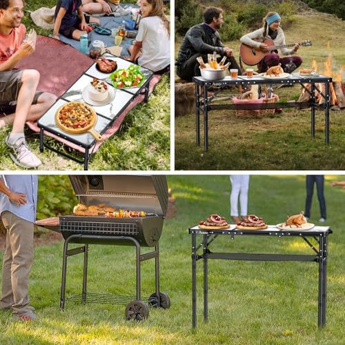 Anbte 3ft Folding Camping Table, 3 Adjustable Height Max 27.5", White - Image 4