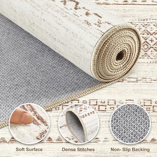 Nakagishi Boho 3x5 Area Rug Living Room Rugs Machine Washable Brown - Image 3