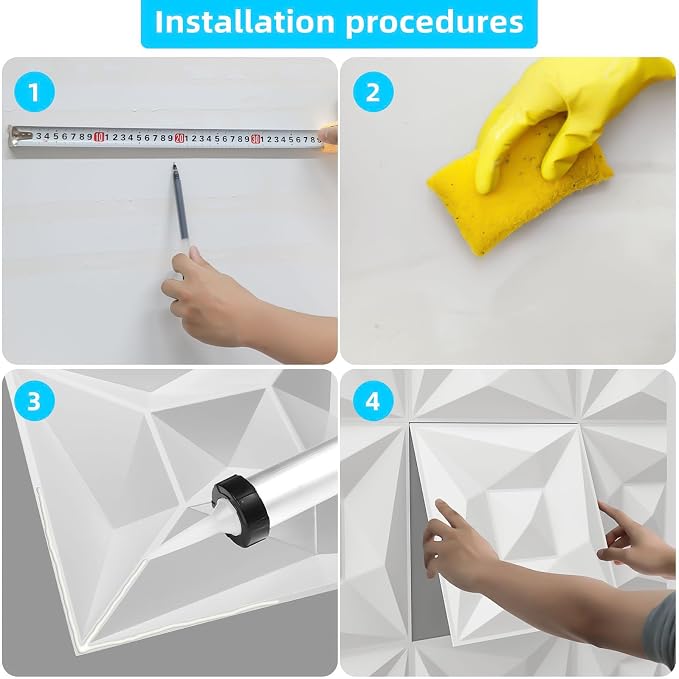 40 PCS 3D Wall Panels for Interior Décor White 11.8"*11.8" Wall Covering Panels，PVC Textured 3D Tile for Living Room，Bedroom DIY Interior Wall Décor - Image 6