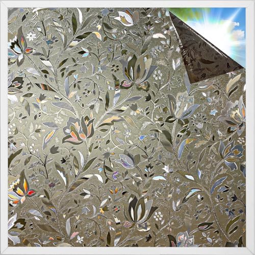 rabbitgoo Window Privacy Film, Stained Glass Cling, Brown 17.5" x 157.4" by rabbitgoo