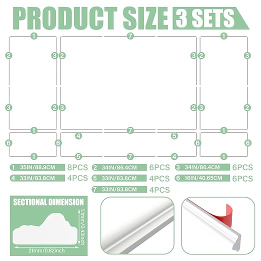 Pangda 3set Peel and Stick Wall Molding Kit 3D Premade, 35x68in+99x68in | Accent Wall Moulding Kit, Wainscoting Panel, for Interior Decor, Ready to Assemble, Peel and Stick, Wainscoting Accent Panel - Image 4
