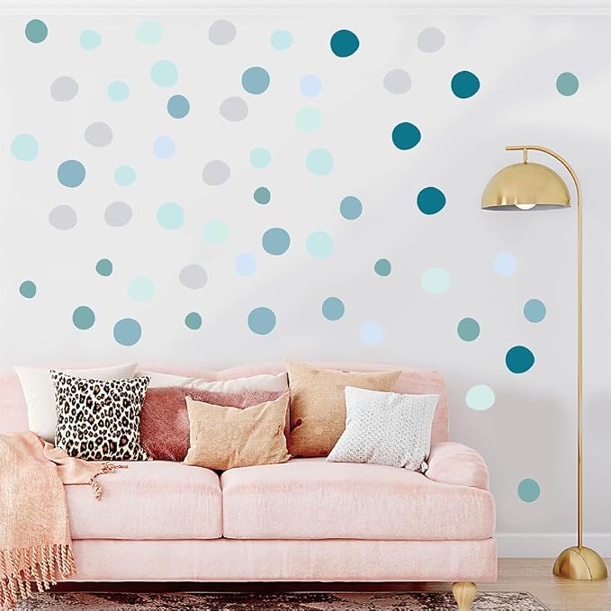 300 Pcs Removable Boho Blue Green Neutral Dot Vinyl Wall Decals Set | 10 Sheets Waterproof Peel & Stick Matte Circle Stickers for Bedroom, Living Room & Accent Wall Decor(Mixed Size 1.2–2 in) - Image 6