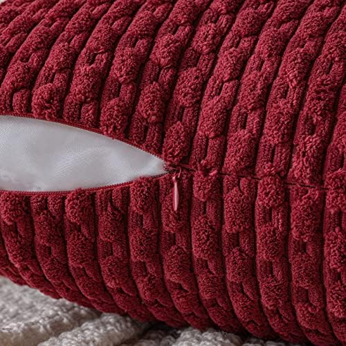 MIULEE Decorative Throw Pillow Covers 18x18 Burgundy Textured Corduroy - Image 3