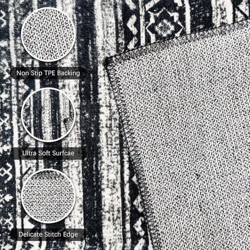 RUGSURE Washable Area Rugs 6' x 9' - 1/6 Thick - Moroccan-Inspired -Stain & Water Resistant Non-Slip - Resistant Rug for Living Room, Bedroom, Nursery, Pet & Child Friendly (Black) - Image 6
