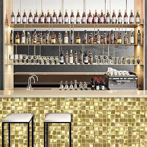 Parrotile 3D Wall Panels Golden 2x2 Metal Mosaic Tile Sheets Backsplash Accent Wall Gold Décor [5 Sheets] - Image 5