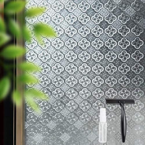 STATINT Window Privacy Film, Frosted Glassy Petals Begonia, 29.5in x 6.5ft by STATINTWINDOWFILMS
