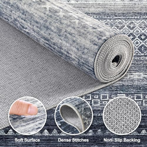 Nakagishi Boho 8x10 Area Rug Living Room Rugs Machine Washable Blue - Image 3