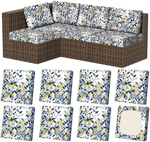8Pcs Outdoor Cushion Covers, Stretch Patio Furniture Couch Chair Slipcovers by VORSHAPE