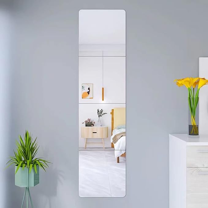 JEOYOO Wall Mirror Full Length, on Door Mirrors, Cheap Mirror Acrylic, shatterproof Gym Mirrors for Home Gym, 8"X8"-4 Pcs, Workout Non Glass Mirrors for Bedroom, Over Door Mirror Kids - Image 5