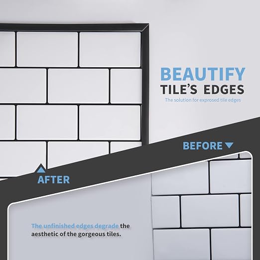 Art3d 30 ft Peel and Stick Flexible Molding Trim for Wall Tile Edge, Black - Image 3