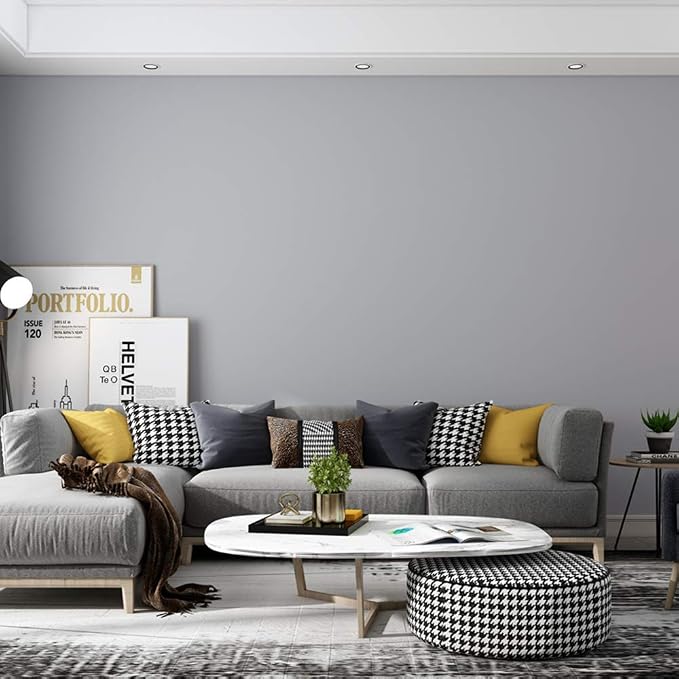 practicalWs Gray Self-Adhesive Wallpaper Film Stick Paper Easy to Apply | Peel And Stick Wallpaper Shelf Liner Table Cabinet and Door Reform Wall paper 15.75 Inch By 9.8 Feet - Image 3