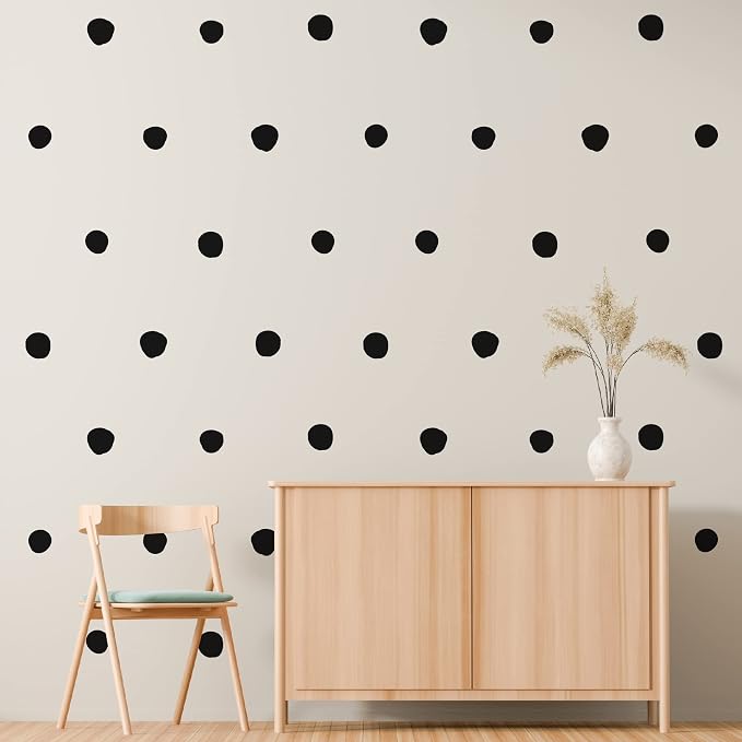 Black Irregular Dot Wall Decals, Scandinavian Geometric Wall Décor | Peel and stick matte black vinyl stickers for home, office, dorm. Stunning painted look for modern boho accent wall. - Image 2