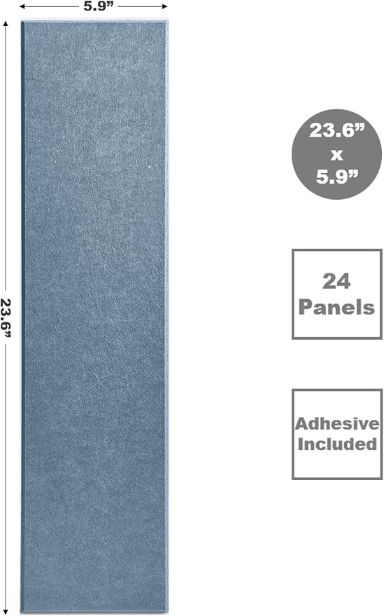 Shiplap Felt Wall Panels for Interior Wall Decor, Accent Wall Paneling for Bedroom Living Room & Office, Peel and Stick, Sound Absorbing – 24 Pack Felt Tiles with Adhesive - Gray Blue - Image 3