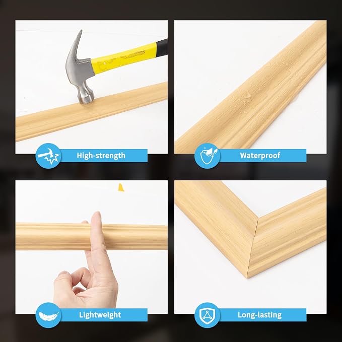 Art3d Pre-Cut Wall Molding Set of 6 pcs, 3 Top 3 Bottom, Oak | Ready-to-Assemble Wainscoting Panel, High-Impact, Precision Pre-Cut, DIY-Friendly, Ideal for Indoor Wall Decor, Accent Walls - Image 5