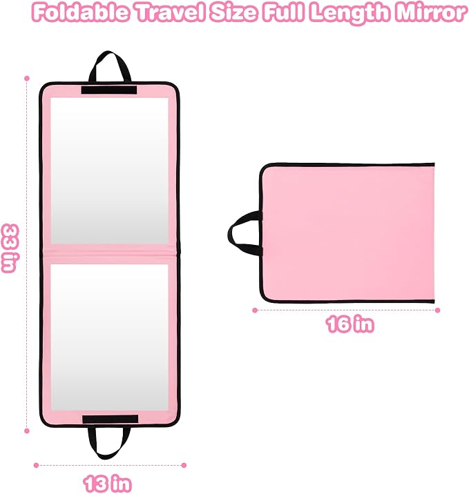 LPHUMEX Pink Portable Folding Dance Kit - 32x13 Full Length Mirror - Image 5