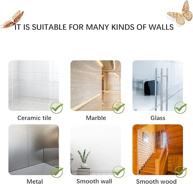 SAOROPEB 3D Butterfly Wall Decor, 48 Pcs 4 Styles 3 Sizes, Removable Metallic Wall Sticker Room Mural Decals for Kids Bedroom Nursery Classroom Party Decoration Wedding Decor DIY Gift (Rose Gold) | 4 Styles 3 Sizes, Removable Metallic Wall Sticker Room... - Image 7