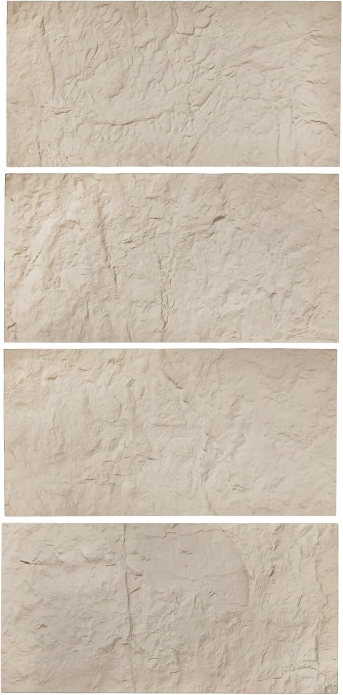 VEVOR 3D Wall Panels, 4 Pack 48 x 24 in PU Natural Stone Imitation Wall Art Tiles, 32 Sq.Ft Coverage Accent Wall Panel, Interior Home Decor for Ceiling, Bedroom, Living & Gaming Room, Stone Yellow by VEVOR