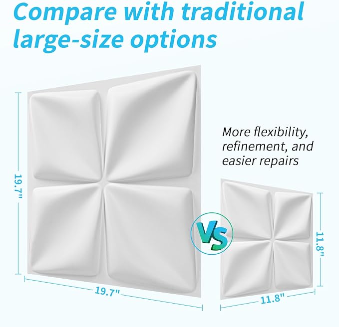 Art3d 20 Pack Decorative 3D Wall Panels, 19 Sq.Feet PVC Interior Wall Décor, 11.8"x11.8", White - Image 4