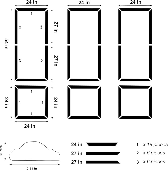 Peel and Stick Wall Molding Kit,Wainscoting Panel Accent Wall Molding Trim | 3 Set,Pattern,Self Adhesive,Paintable,PVC,Pre-Cut,Bead-24x54in - Image 2