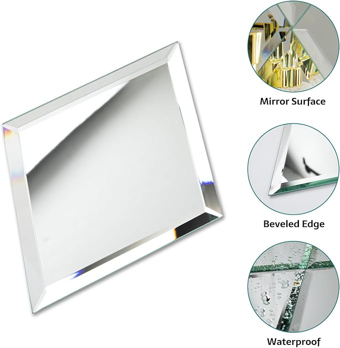 Peel and Stick Beveled Mirror Tile, Mirror Backsplash Tiles 6x8 Inch Diamond for Kitchen Bathroom Wall 16 Pcs, 2.6 SQ.FT - Image 4