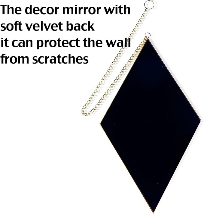yshengood Diamond Wall Mirror Set of 6 Pcs, Silver Wall Decor Mirrors Small Glass Decor Wall Mirrors for Living Room and Bedroom Decoration - Image 6