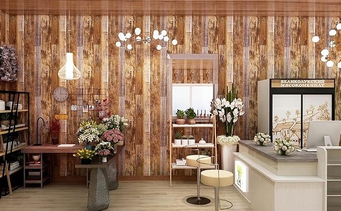 Yun-aeon Natural Wood-Brown Contact Paper Peel and Stick Wallpaper | 17.3"x 80"Self Adhesive Removable Vintage Faux Wood Wall Paper Plank Shelf Home Decoration Kitchen Counter Cover - Image 9