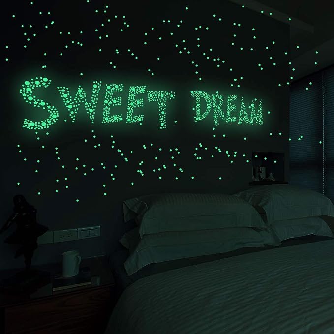 Quanhaigou Realistic 3D Domed Stars Glow in The Dark,615 pcs Dots Stars for Starry Sky, Stickers for Ceiling and Wall Decals, Perfect for Kids Bedding Room Party Birthday Gift(615 pcs) - Image 2