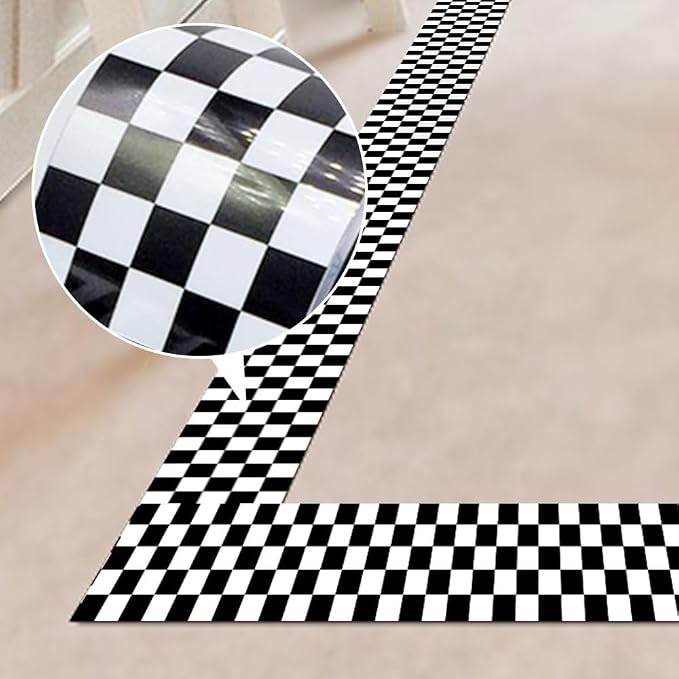 Checkered Wall Border Stickers Peel and Stick Black and White Skirting Self Adhesive Bathroom Waist Line Decal Vinyl Wallpaper - Image 7