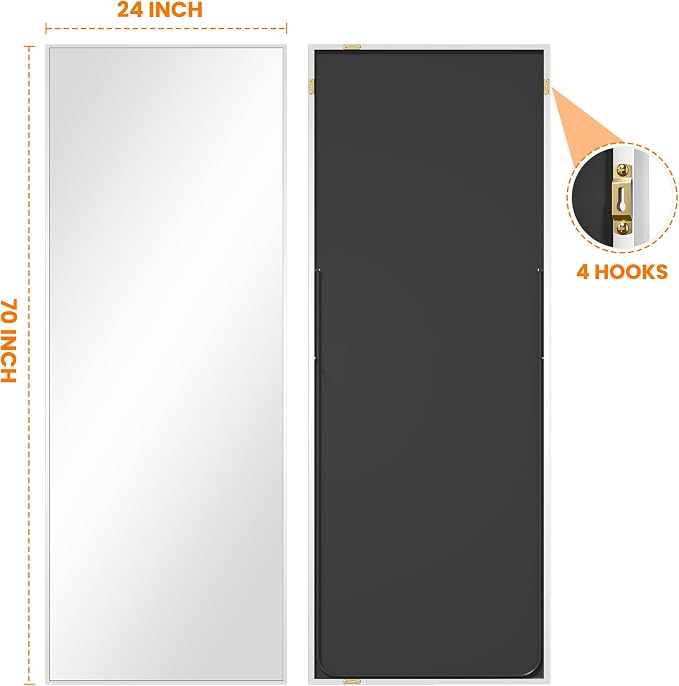 Full Length Floor Mirror 70"x24", Large Standing Body Mirror, Silver - Image 2