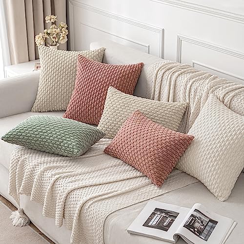 MIULEE Lumbar Decorative Throw Pillow Covers 12x20 Greyish Green Corduroy - Image 4