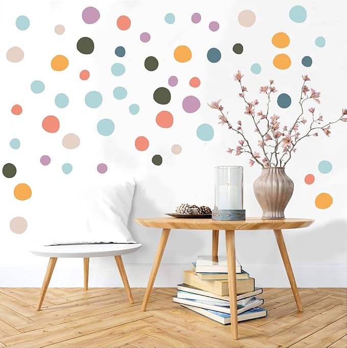 300 Pcs Removable Boho Multicolor Neutral Polka Dots Wall Decals Set | 10 Sheets Waterproof Peel & Stick Matte Dots Vinyl Stickers for Bedroom, Living Room & Accent Wall Decor(Mixed Size 1.2–2 in) - Image 6
