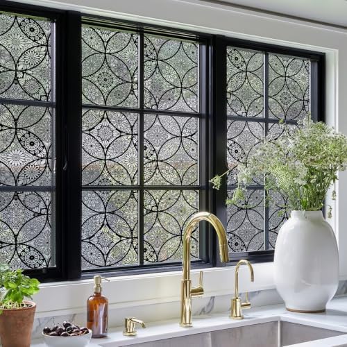 JiffDiff Stained Glass Window Film Static Cling Non Adhesive, 17.3"x 78.7" - Image 2