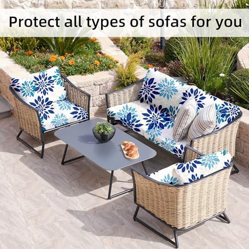 8 Pcs Outdoor Cushion Covers, Patio Sofa Cushion Covers Replacement - Image 5