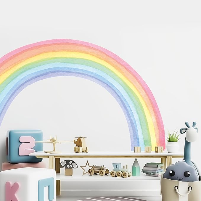 Large Rainbow Wall Decals - Colorful Wallpaper and Wall Stickers for Girls' Bedroom - Vibrant Rainbow Wall Art Decoration for Nursery and Classroom - Image 5
