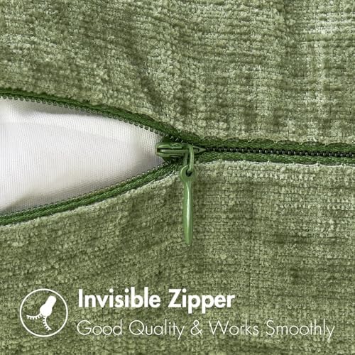 MIULEE Soft Chenille Lumbar Throw Pillow Covers Sage Green 14x24 Pack of 2 - Image 4