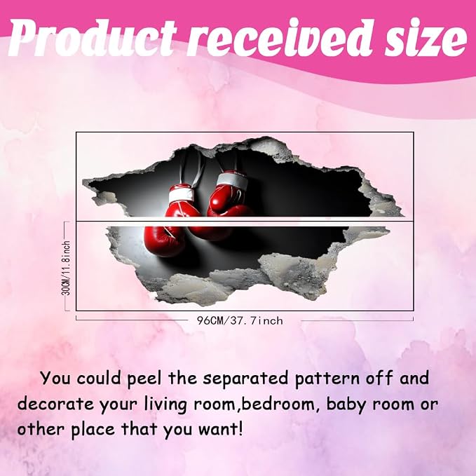 SUPERDANT 3D Boxing Wall Sticker Break Through Wall Decal Home Peel and Stick Large Size Vinyl Art Mural for Gyms Boys Room Bedroom Livingroom Playroom Decoration Boxing Enthusiast Gifts - Image 2