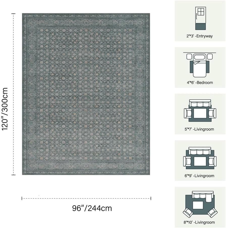 Rugxara 8x10 Area Rugs,Large Rugs for Living Room(Blue) - Image 2
