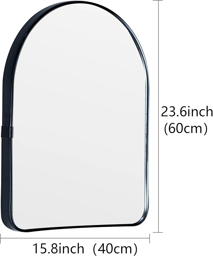 Funly mee Arched Wall Mirror, 15.8 x23.6 inches, Wall-Mounted Plastic Mirror, for Bathroom and Vanity (Black) - Image 3