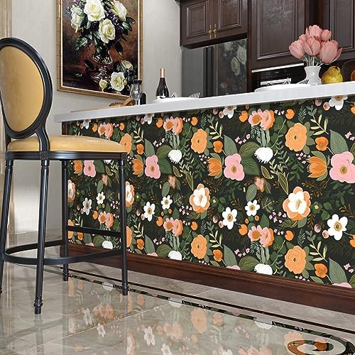 Danodoi Dark Green Vintage Floral Peel and Stick Wallpaper 17.5" x 118" | Waterproof Vinyl Self Adhesive Removable Renter Friendly Floral Contact Paper - Image 4