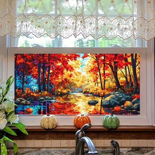 HOMETITUTE Autumn Forest Scenic Privacy Window Film 39.3x17.7 Inch PVC - Image 6