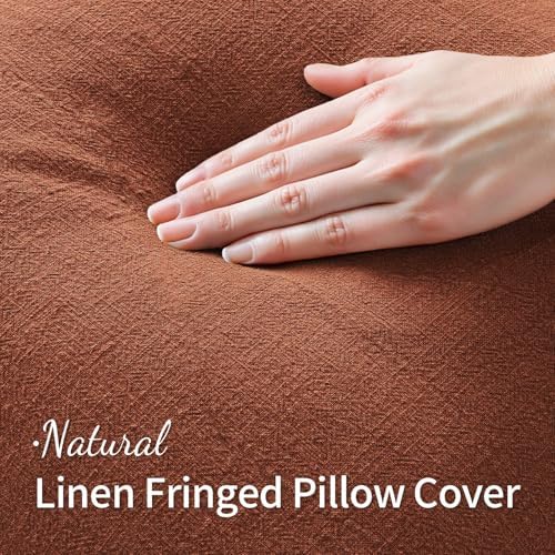 MIULEE Linen Fringe Decorative Fall Throw Pillow Covers Late Autumn 18x18 - Image 2