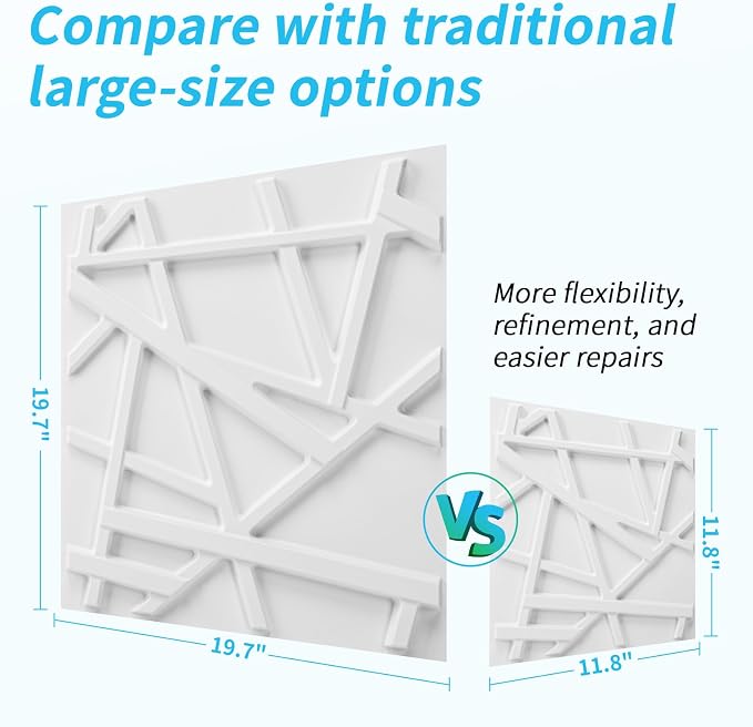 Art3d 20 Pack Decorative 3D Wall Panels, 19 Sq.Feet PVC Interior Wall Décor, 11.8"x11.8", White - Image 4