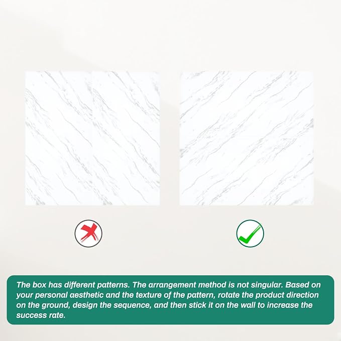 12pcs White Marble Peel and Stick Tiles 23.6"x11.8" Waterproof Heat Resistant Self Adhesive Removable PVC Wall Panels for Kitchen Backsplash, Bathroom, Laundry Room (Not Real Tile, Not for Floor) - Image 8