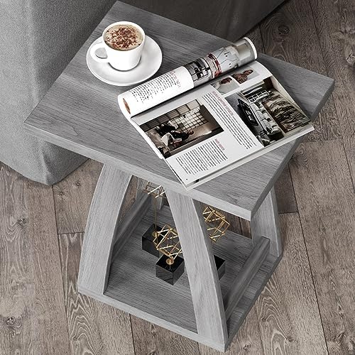 FROMJBEST End Tables Living Room, Side Table Beside Sofa, Grey End Table - Image 4