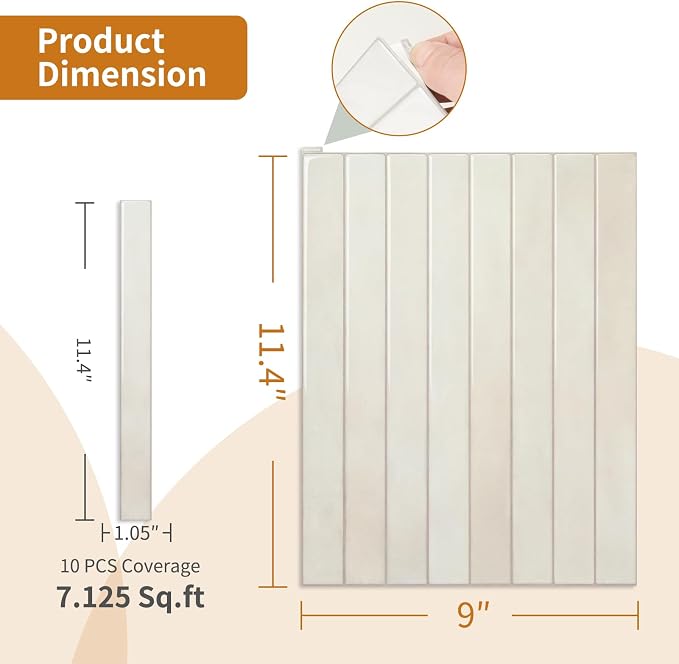 WOWSTAR 10-Sheet Thickened White Peel and Stick Backsplash for Kitchen, Back Splashes Stick on Tile, Waterproof Wall Tiles - Image 4