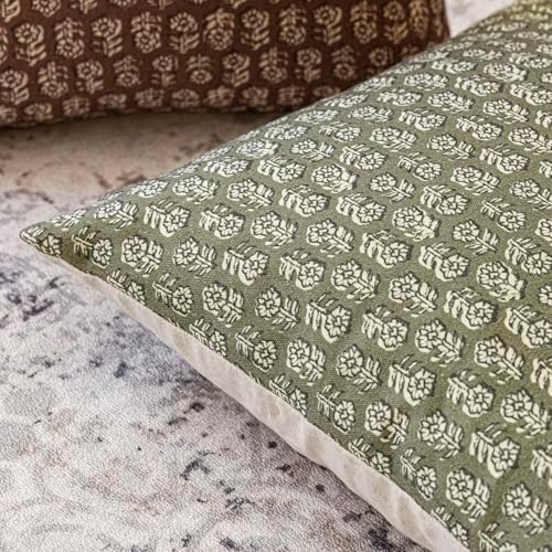 Foindtower Long Floral Print Lumbar Throw Pillow Covers 14×36 Sage Green - Image 3