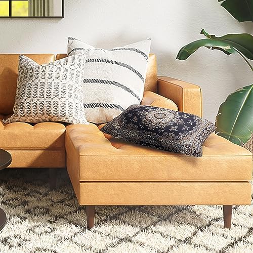 Snycler Boho Throw Pillow Covers 12x20 inch Set of 2 Black Medallion Border Area Rug Double Sided Pattern Cotton Soft Pillow Case Cushion Cover Pillowcase for Couch Sofa Bed Decorative - Image 5