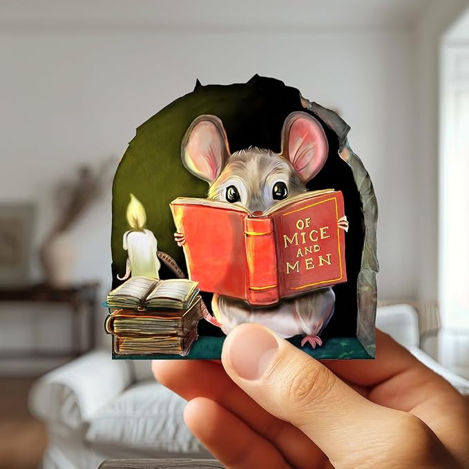 Mouse Reading Book Wall Sticker Decal – Kids Room, Classroom, Home Decor, Bookcase, Book Lover Gift, Children's Bedroom, Nursery, Cute Mouse, MICESTERPIECE - Image 6