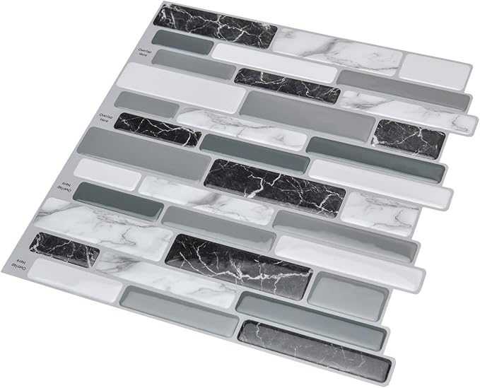 Art3d 12 x 12 Inch Vinyl Peel and Stick Backsplash, 10-Pack, Marble Grey | Waterproof, Lightweight, Self Adhesive, Easy to Install, No Residue, for Kitchen & Bedroom Decor, Ideal for Recently Moved - Image 7